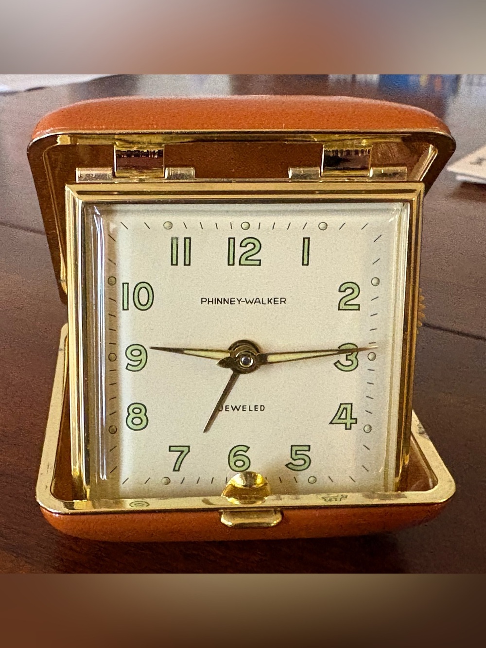 Vintage Phinney-Walker Jeweled Travel Alarm Clock - Working!
